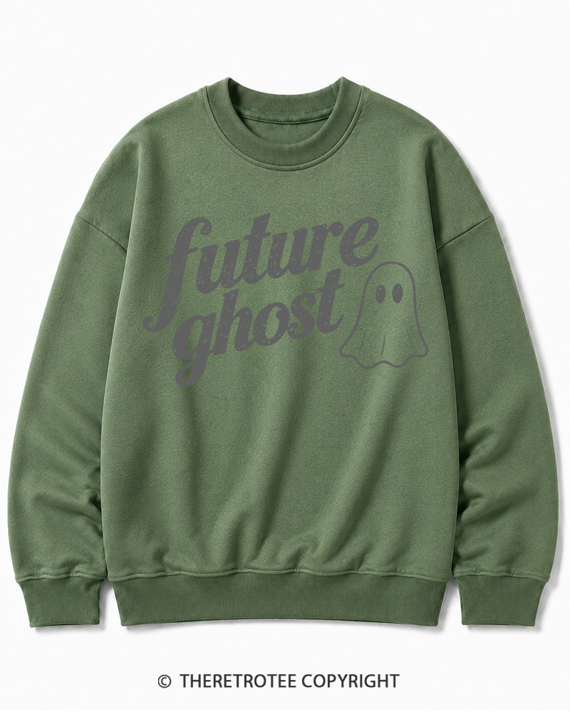 TheRetroTee Future Ghost 1970s Halloween Cotton Sweatshirt