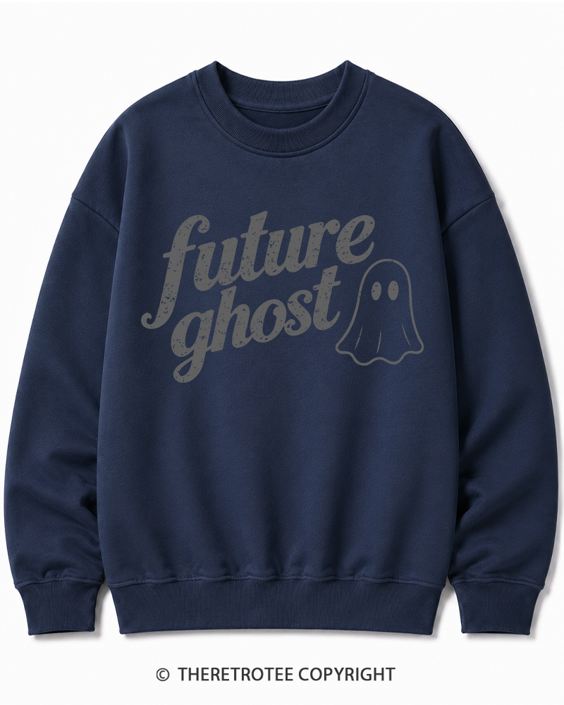 TheRetroTee Future Ghost 1970s Halloween Cotton Sweatshirt