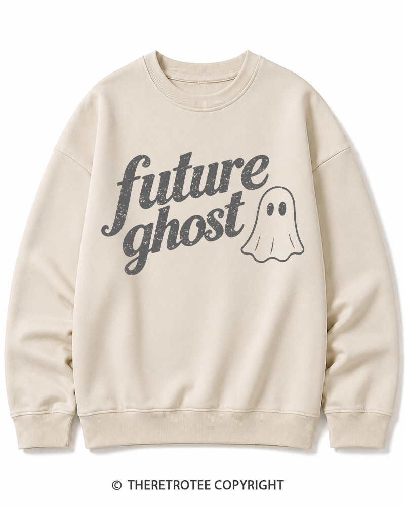 TheRetroTee Future Ghost 1970s Halloween Cotton Sweatshirt