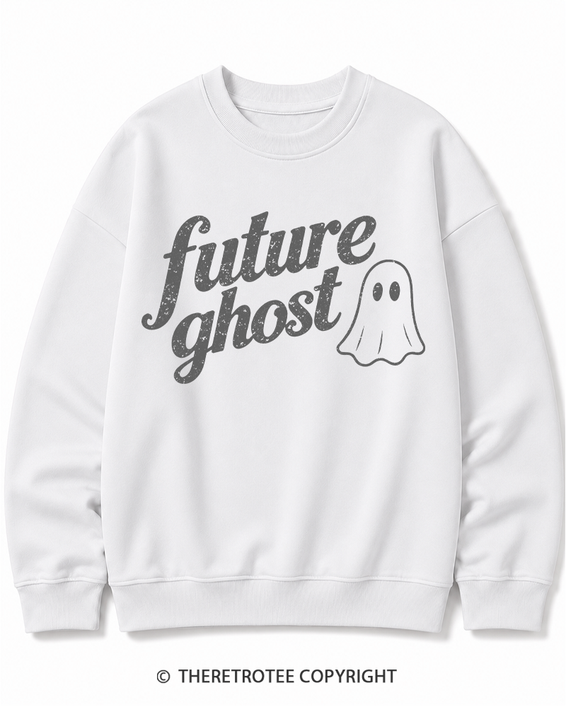 TheRetroTee Future Ghost 1970s Halloween Cotton Sweatshirt