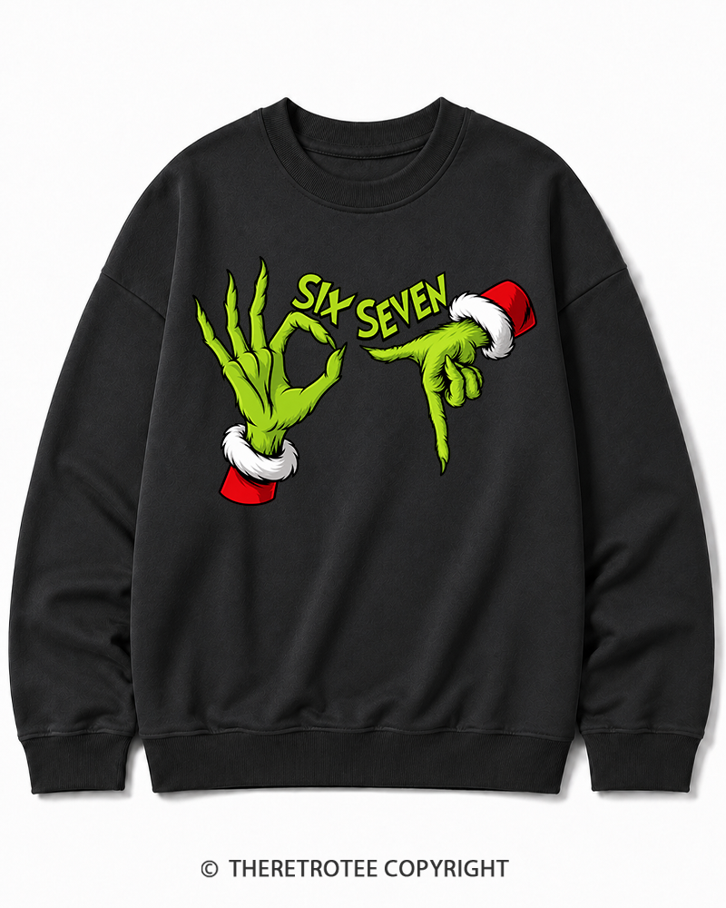 TheRetroTee Six Seven Vintage  Christmas Cotton Sweatshirt