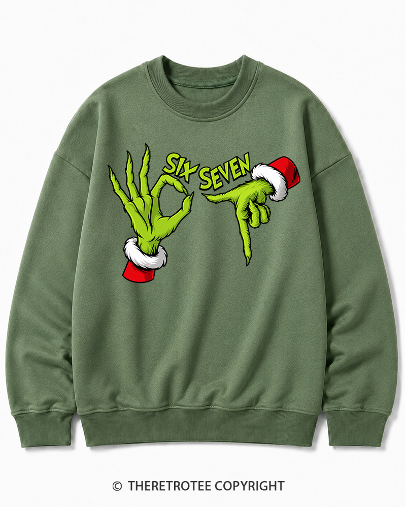 TheRetroTee Six Seven Vintage  Christmas Cotton Sweatshirt