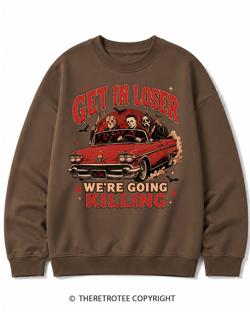 TheRetroTee Get In Loser Halloween 1980s Halloween Halloween Cotton Sweatshirt