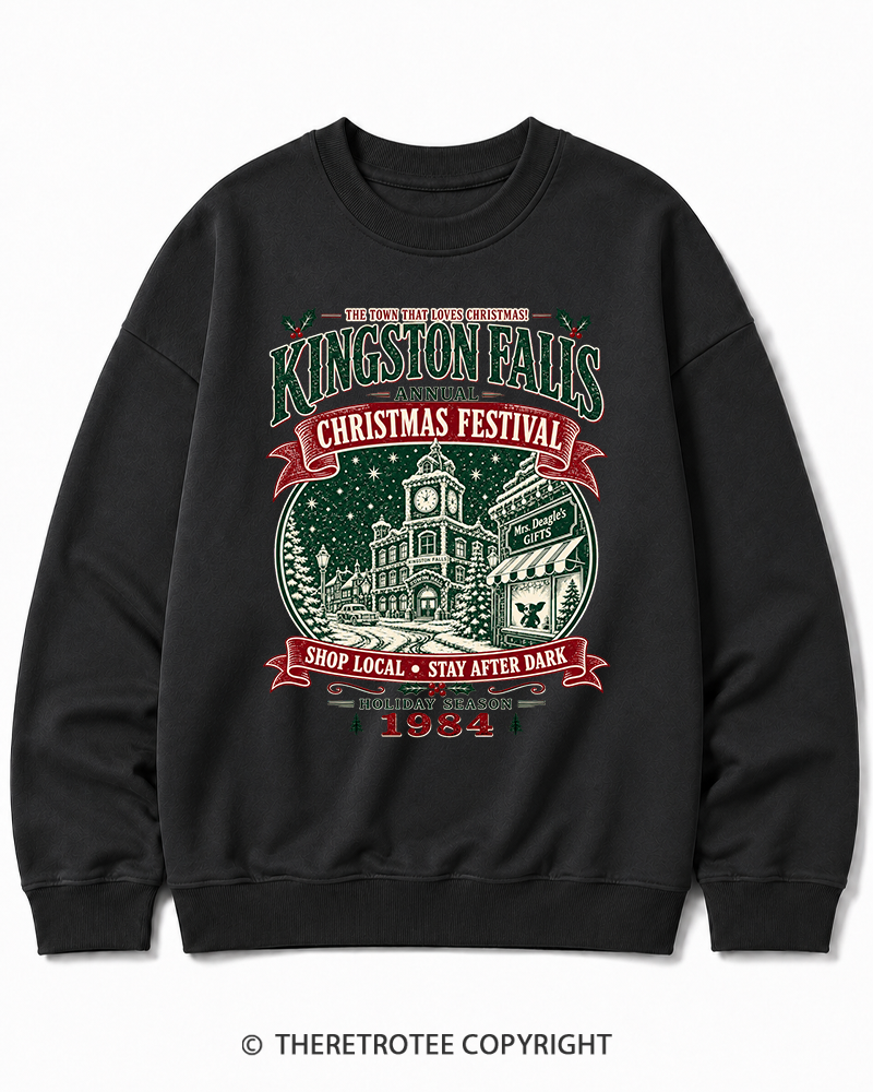 TheRetroTee The Town That Loves Christmas 1980s Christmas Cotton Sweatshirt
