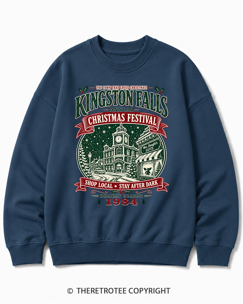 TheRetroTee The Town That Loves Christmas 1980s Christmas Cotton Sweatshirt