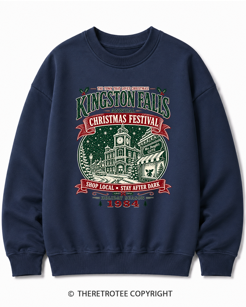 TheRetroTee The Town That Loves Christmas 1980s Christmas Cotton Sweatshirt