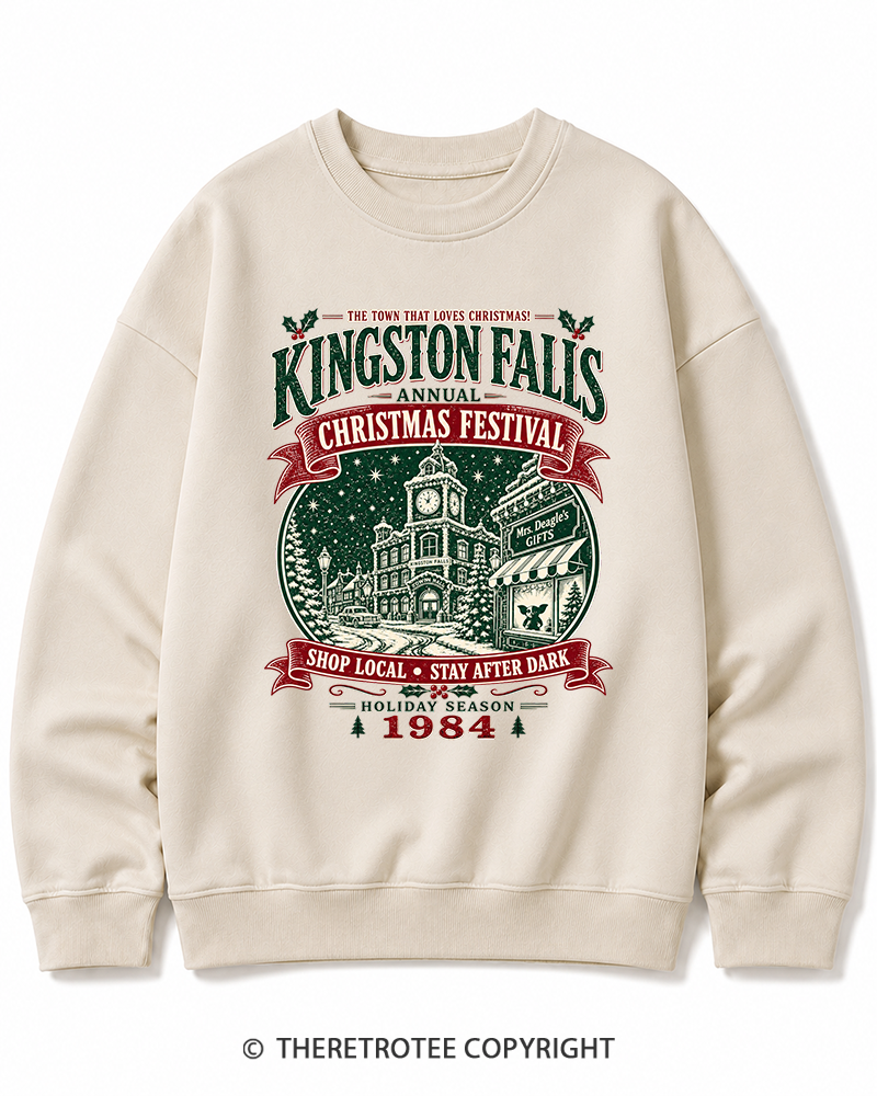 TheRetroTee The Town That Loves Christmas 1980s Christmas Cotton Sweatshirt