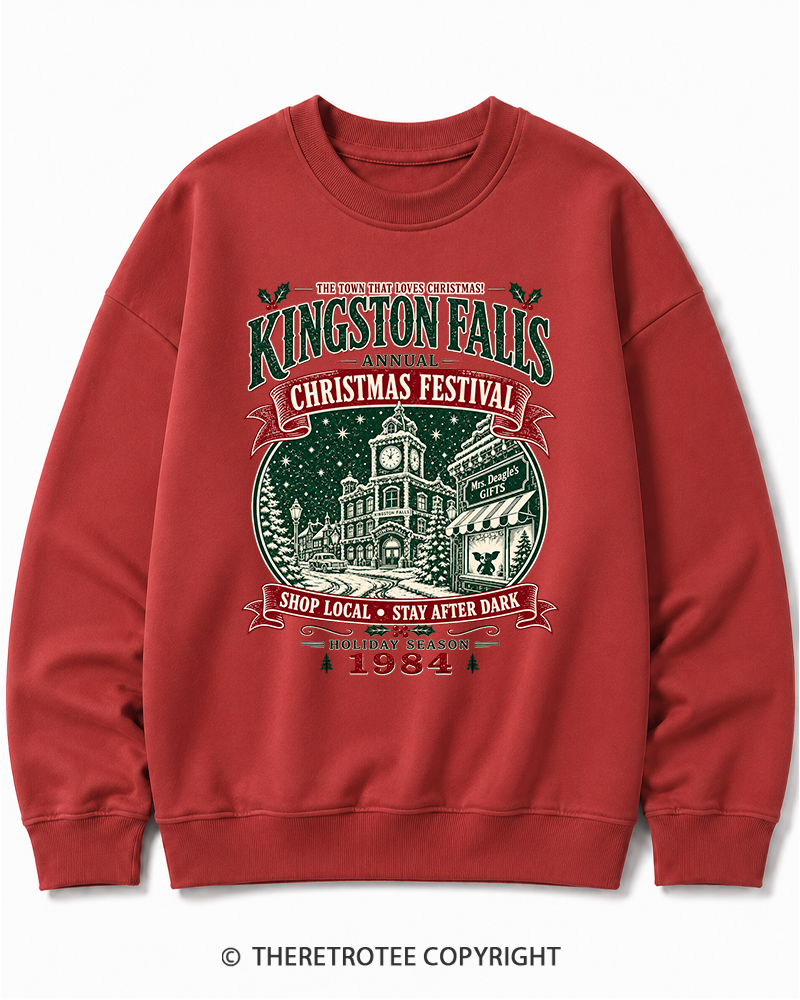 TheRetroTee The Town That Loves Christmas 1980s Christmas Cotton Sweatshirt