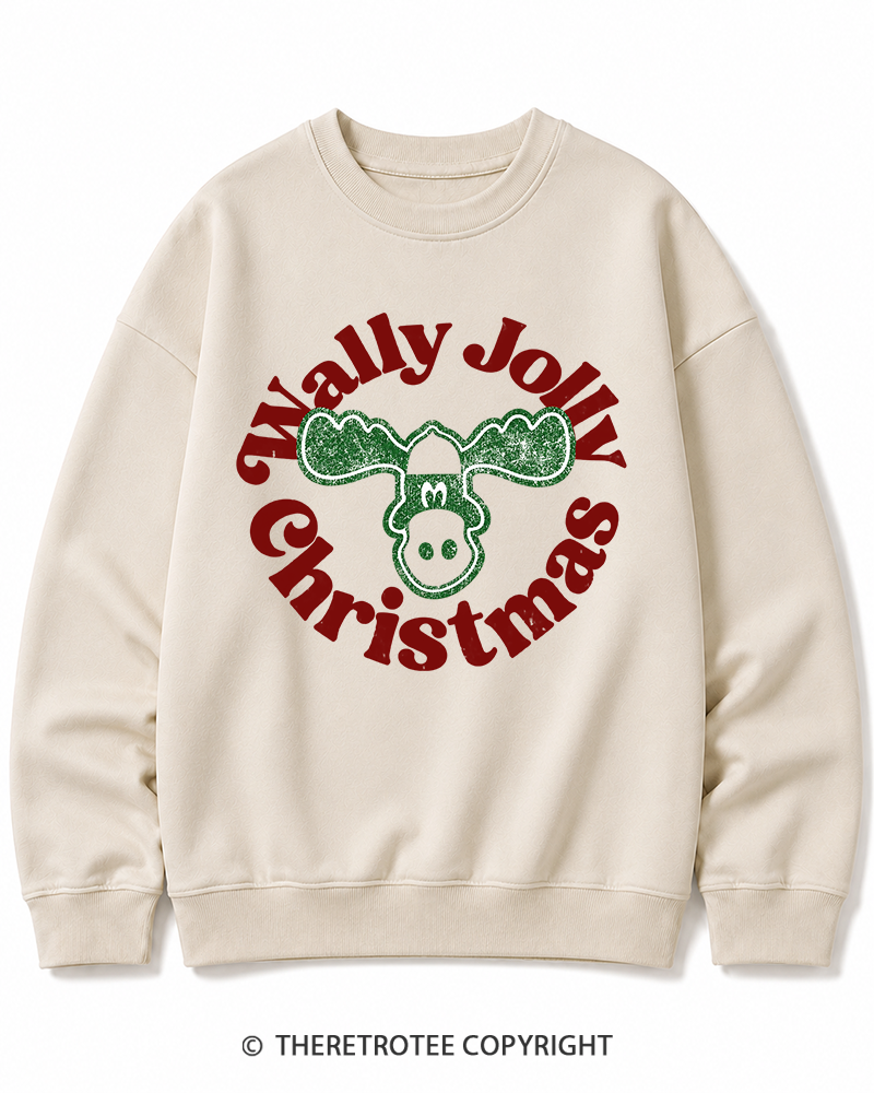 TheRetroTee Wally Jolly Christmas 1980s Christmas Cotton Sweatshirt