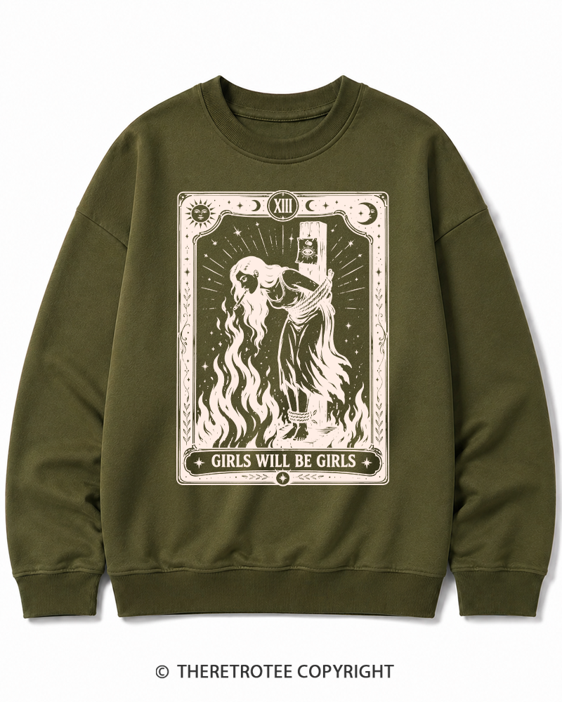 TheRetroTee Girls Will Be Girls 1960s Halloween Halloween Cotton Sweatshirt