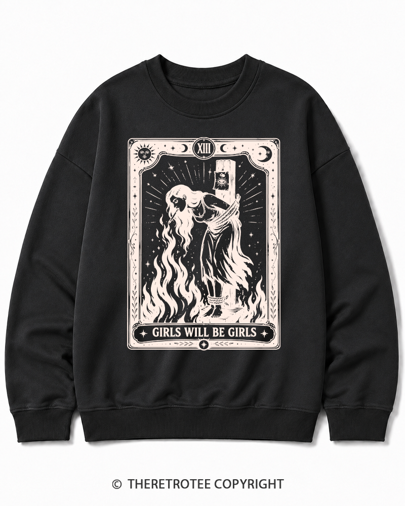 TheRetroTee Girls Will Be Girls 1960s Halloween Halloween Cotton Sweatshirt