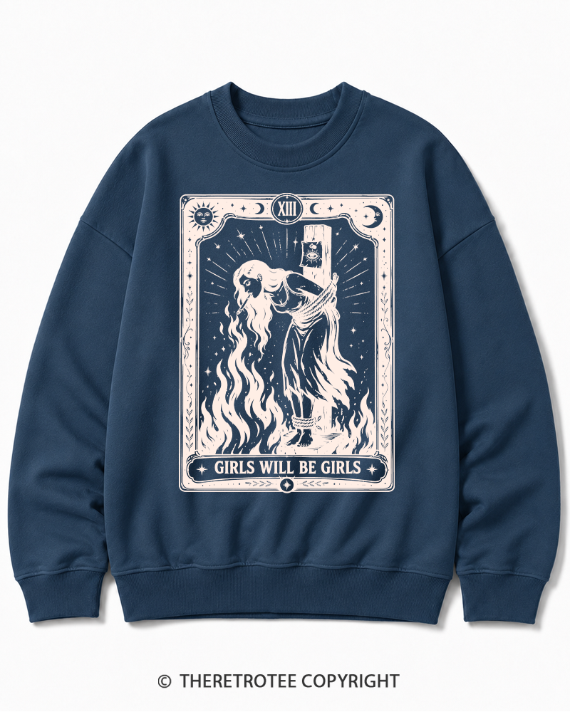 TheRetroTee Girls Will Be Girls 1960s Halloween Halloween Cotton Sweatshirt