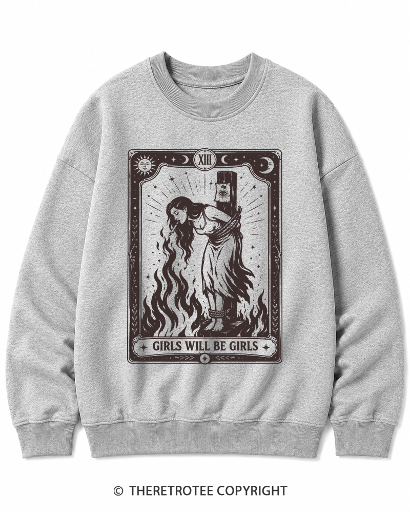 TheRetroTee Girls Will Be Girls 1960s Halloween Halloween Cotton Sweatshirt