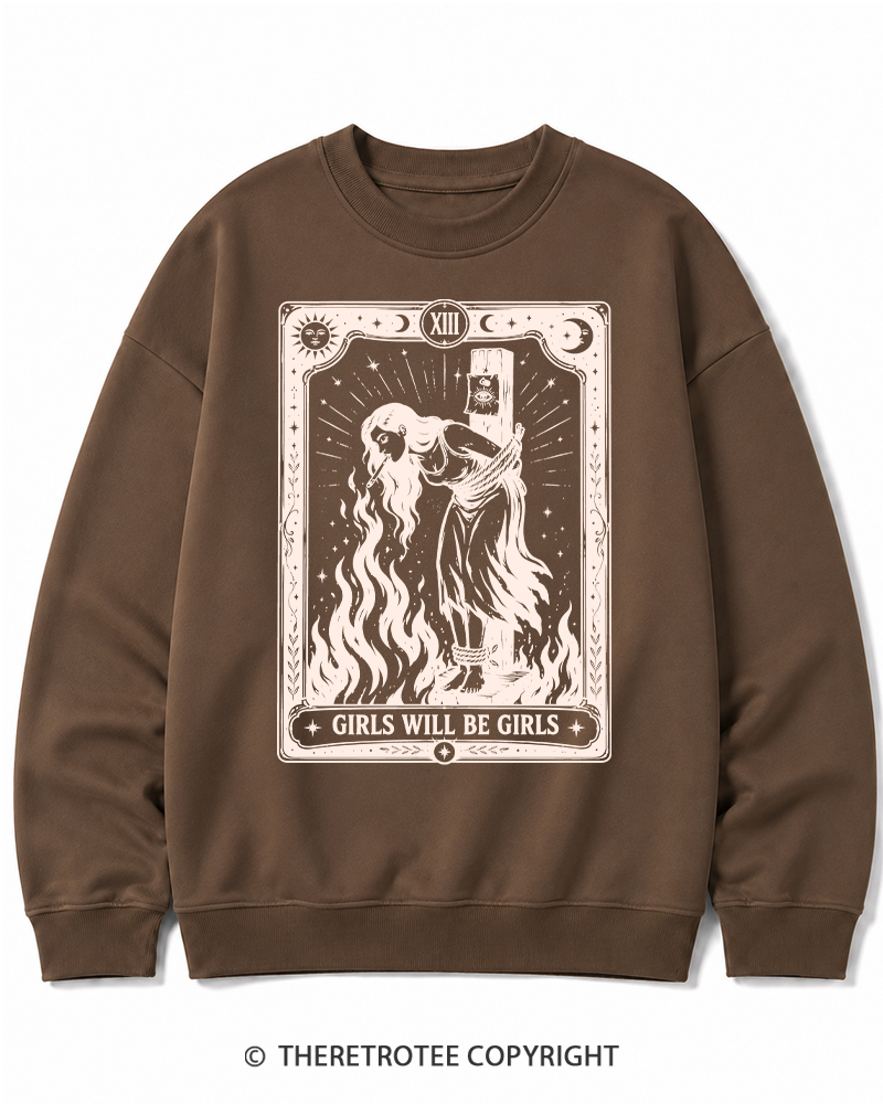 TheRetroTee Girls Will Be Girls 1960s Halloween Halloween Cotton Sweatshirt