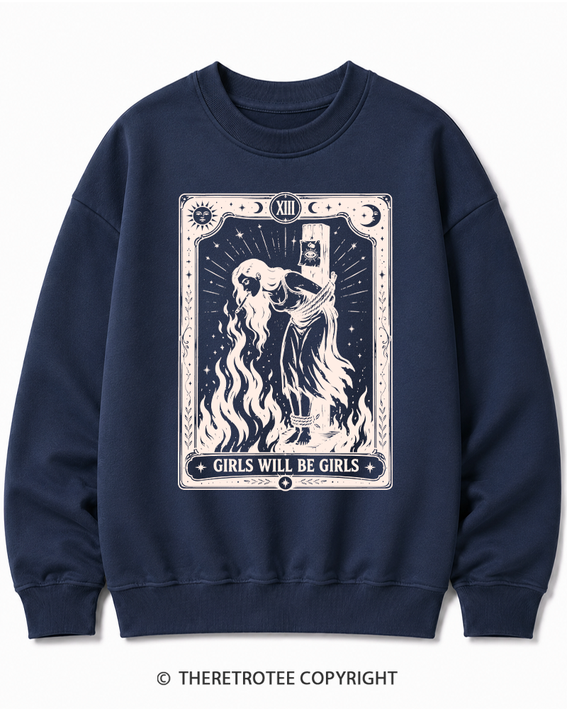 TheRetroTee Girls Will Be Girls 1960s Halloween Halloween Cotton Sweatshirt