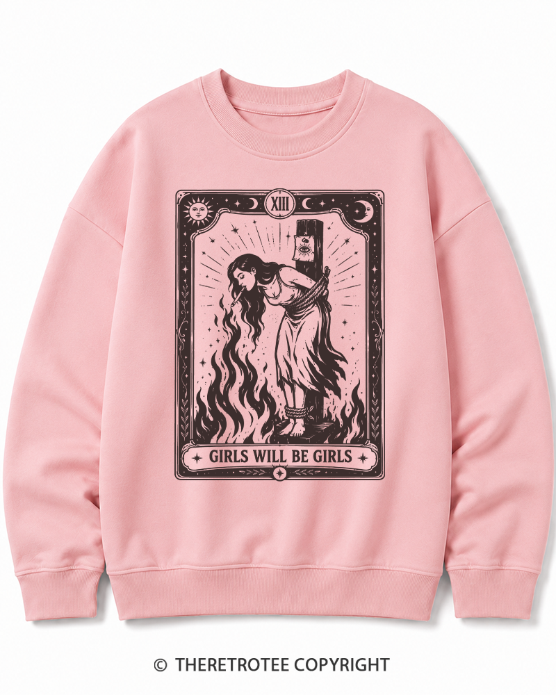 TheRetroTee Girls Will Be Girls 1960s Halloween Halloween Cotton Sweatshirt