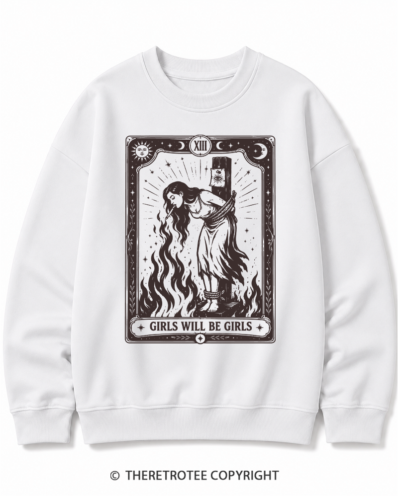 TheRetroTee Girls Will Be Girls 1960s Halloween Halloween Cotton Sweatshirt