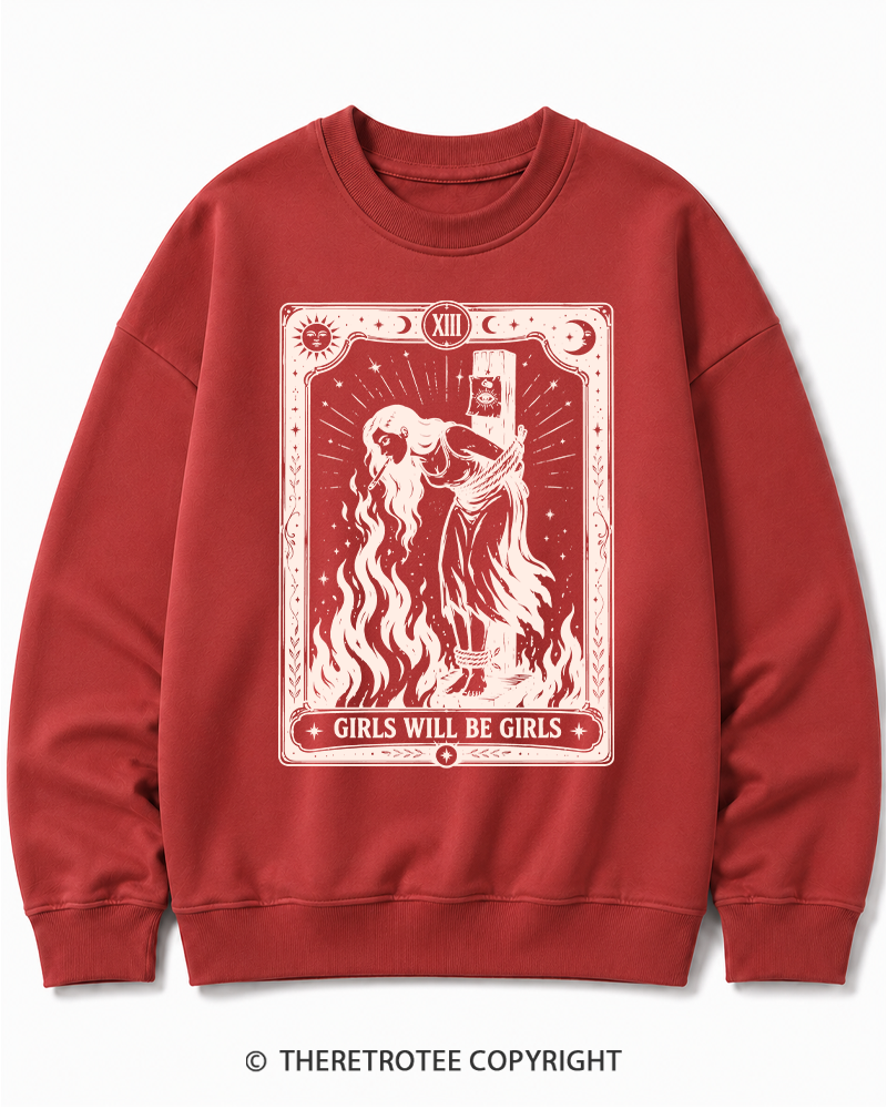 TheRetroTee Girls Will Be Girls 1960s Halloween Halloween Cotton Sweatshirt
