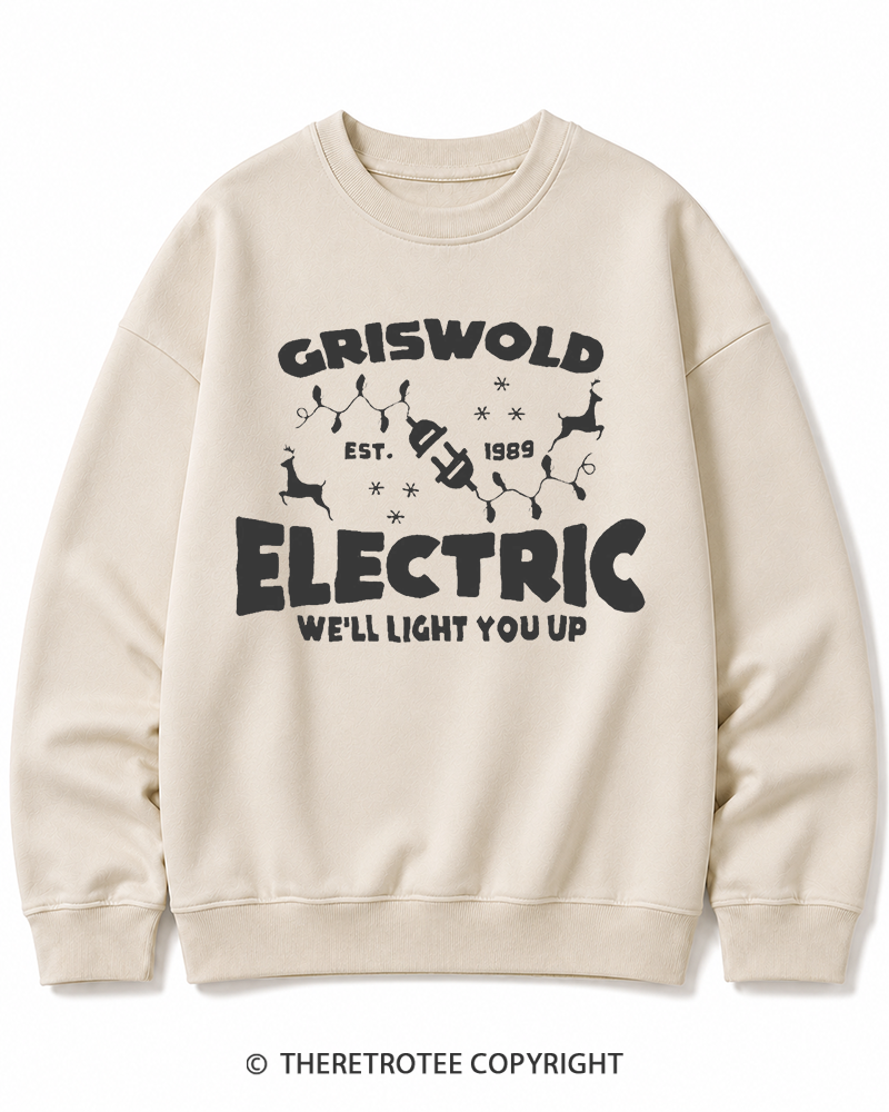 TheRetroTee We’ll Light You Up 1980s Christmas Cotton Sweatshirt