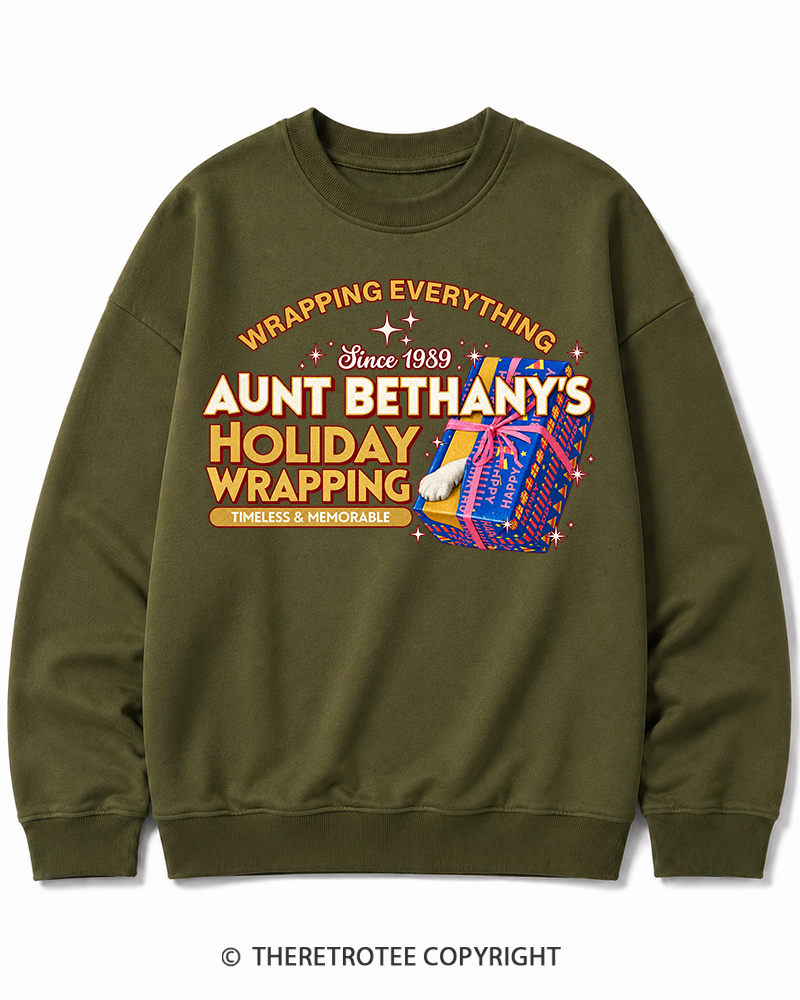 TheRetroTee Wrapping Everything 1980s Christmas Cotton Sweatshirt