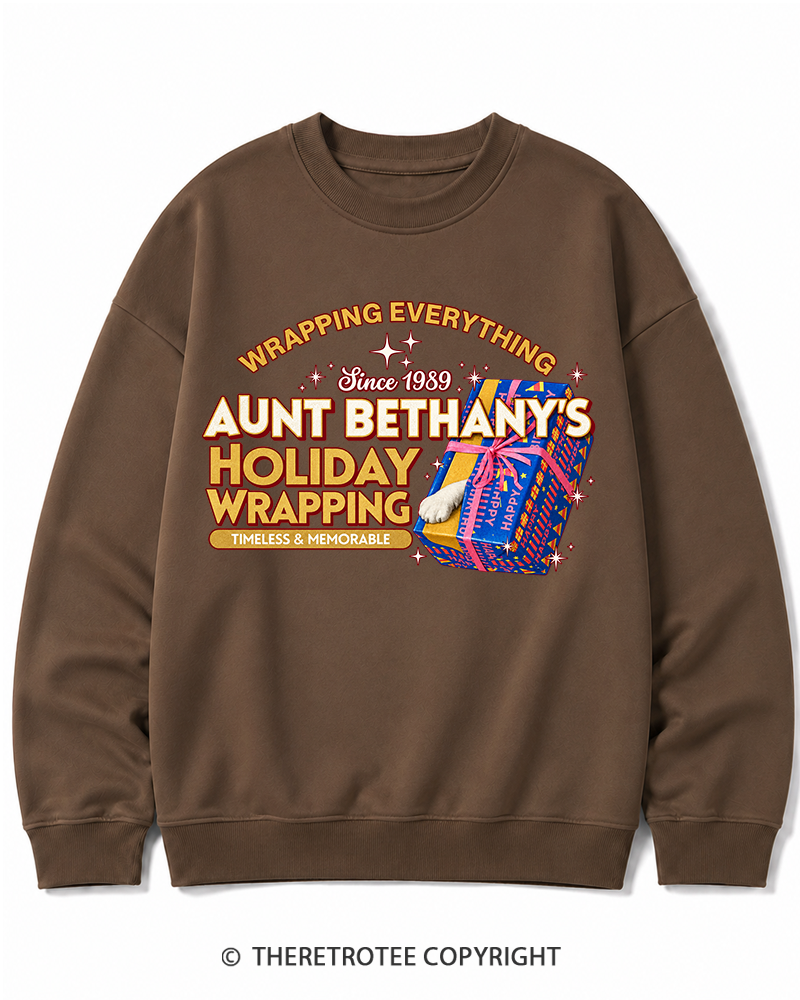 TheRetroTee Wrapping Everything 1980s Christmas Cotton Sweatshirt