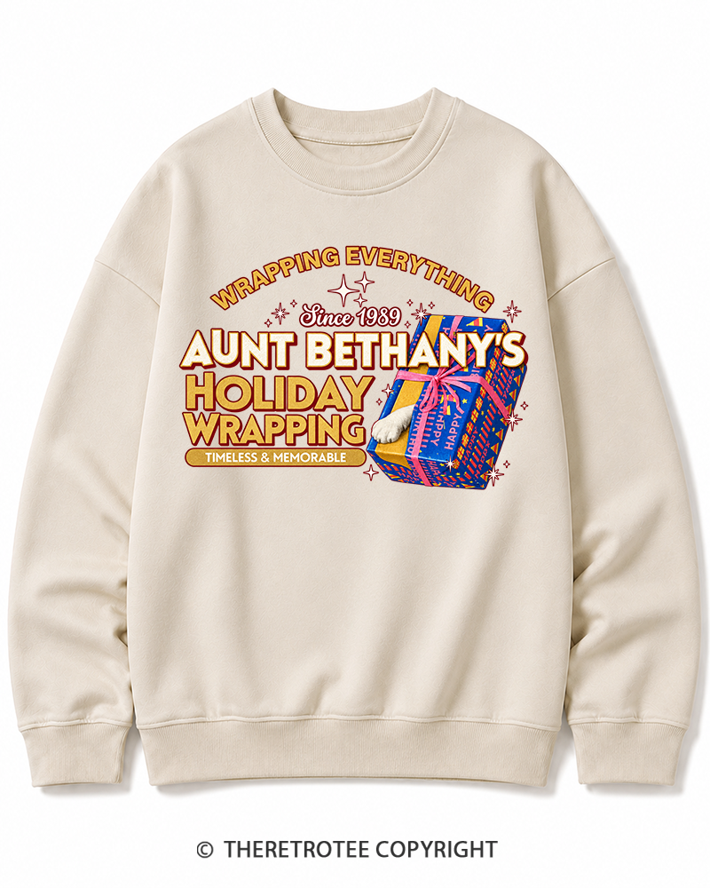 TheRetroTee Wrapping Everything 1980s Christmas Cotton Sweatshirt