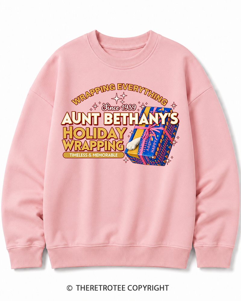 TheRetroTee Wrapping Everything 1980s Christmas Cotton Sweatshirt