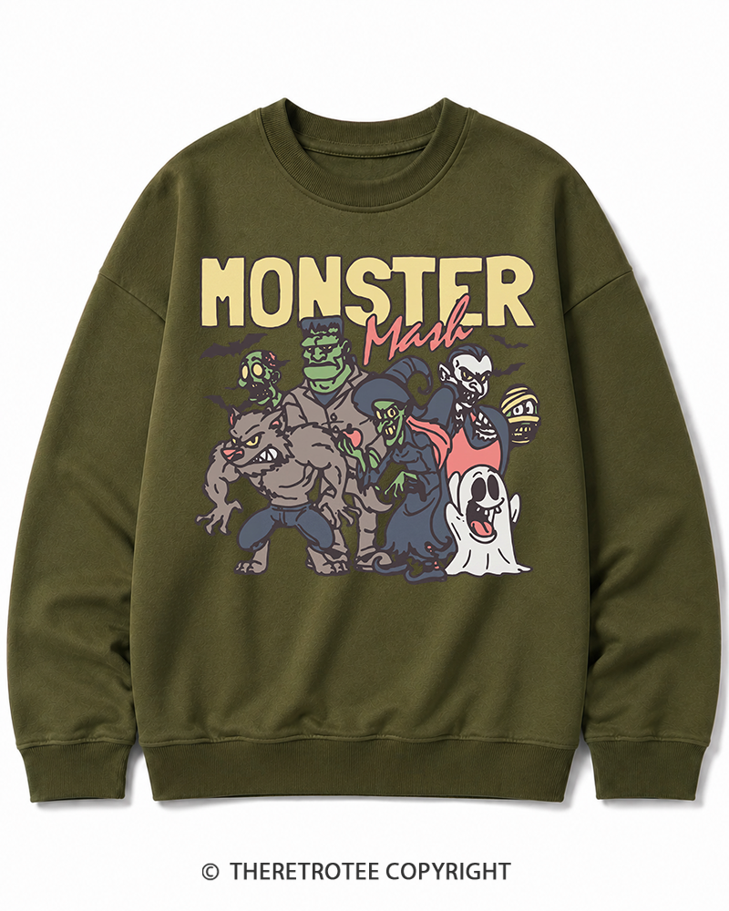 TheRetroTee Halloween Monster Mash Halloween Cotton Sweatshirt