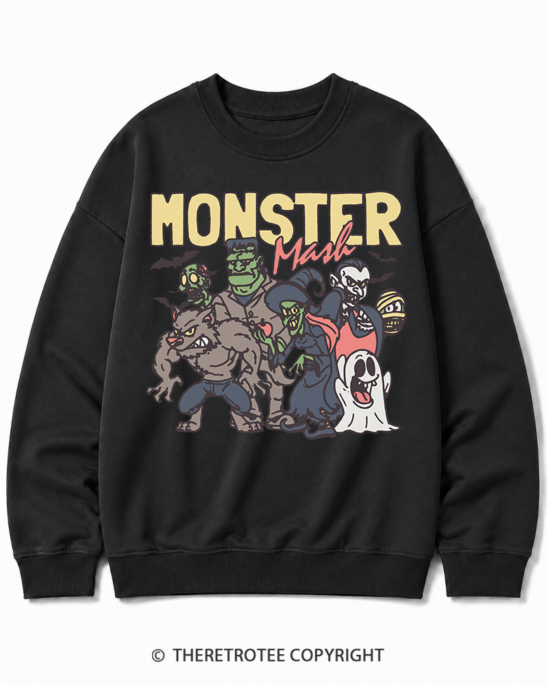 TheRetroTee Halloween Monster Mash Halloween Cotton Sweatshirt
