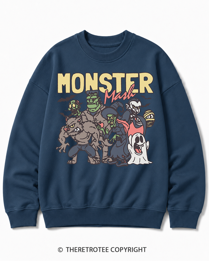TheRetroTee Halloween Monster Mash Halloween Cotton Sweatshirt