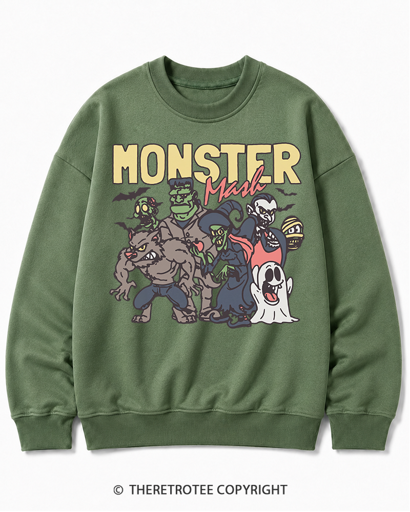 TheRetroTee Halloween Monster Mash Halloween Cotton Sweatshirt