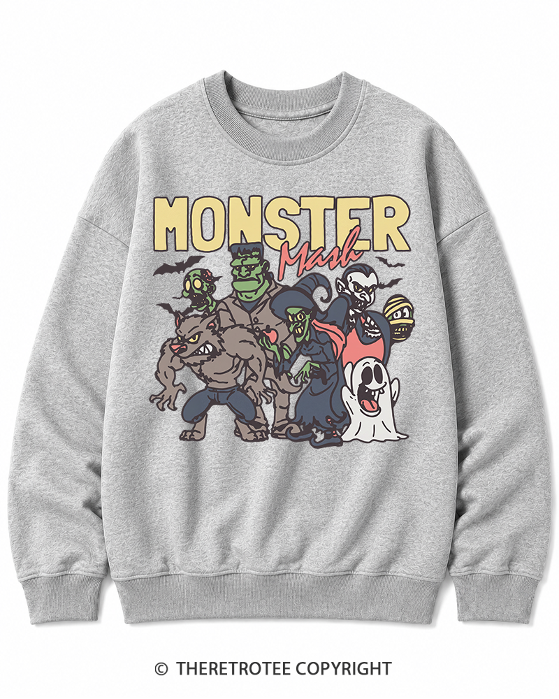 TheRetroTee Halloween Monster Mash Halloween Cotton Sweatshirt