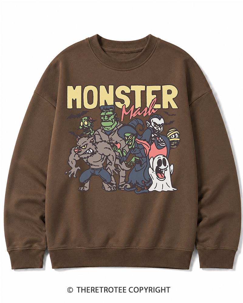 TheRetroTee Halloween Monster Mash Halloween Cotton Sweatshirt