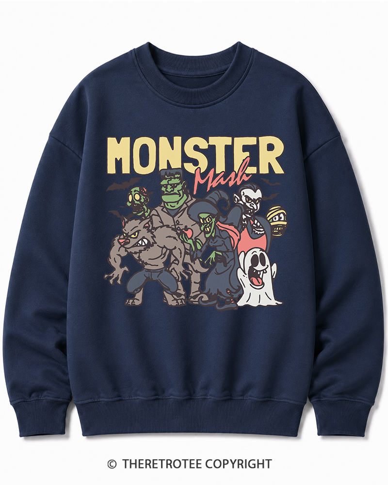 TheRetroTee Halloween Monster Mash Halloween Cotton Sweatshirt