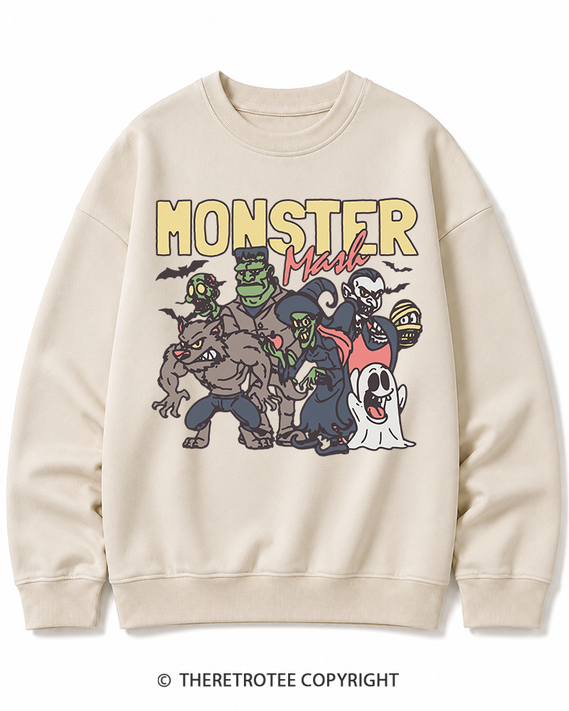 TheRetroTee Halloween Monster Mash Halloween Cotton Sweatshirt