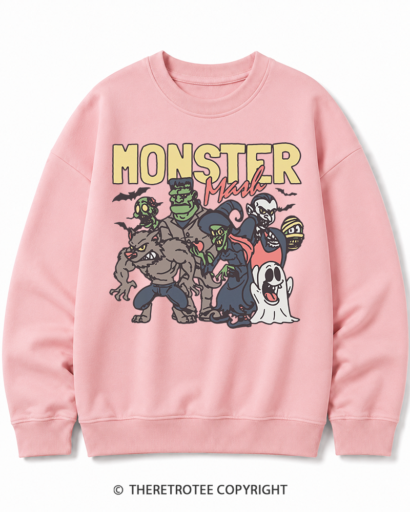 TheRetroTee Halloween Monster Mash Halloween Cotton Sweatshirt