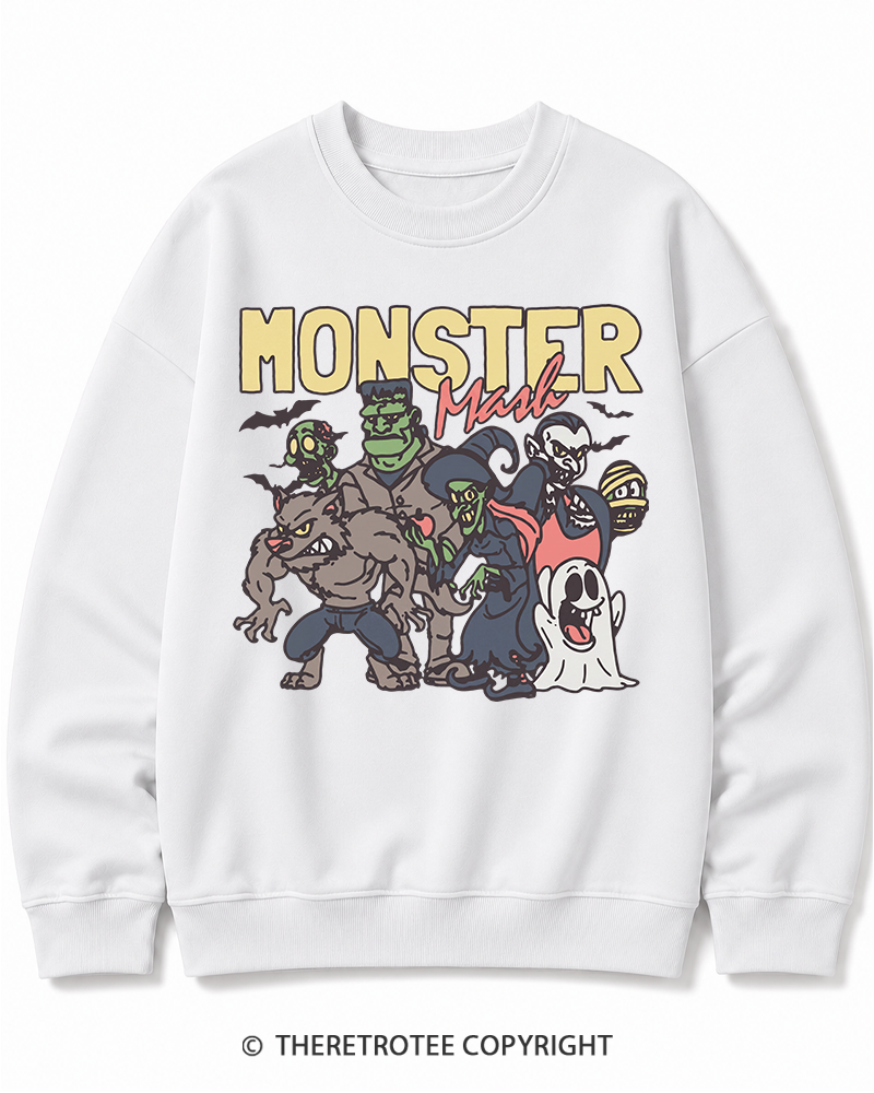 TheRetroTee Halloween Monster Mash Halloween Cotton Sweatshirt