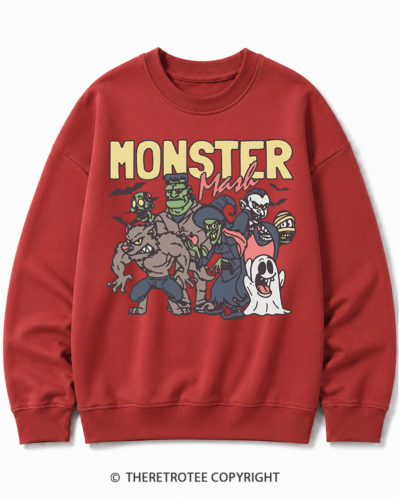 TheRetroTee Halloween Monster Mash Halloween Cotton Sweatshirt