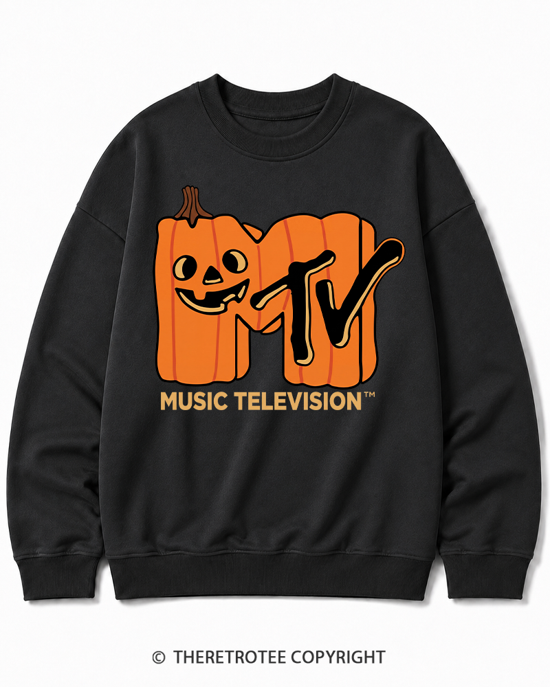 TheRetroTee Halloween Video Radio 1980s Halloween Cotton Sweatshirt