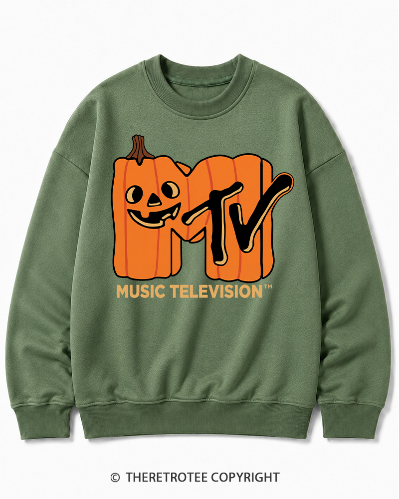 TheRetroTee Halloween Video Radio 1980s Halloween Cotton Sweatshirt