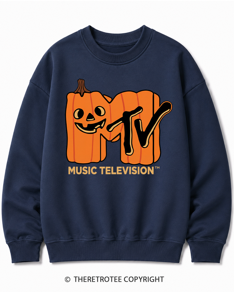 TheRetroTee Halloween Video Radio 1980s Halloween Cotton Sweatshirt