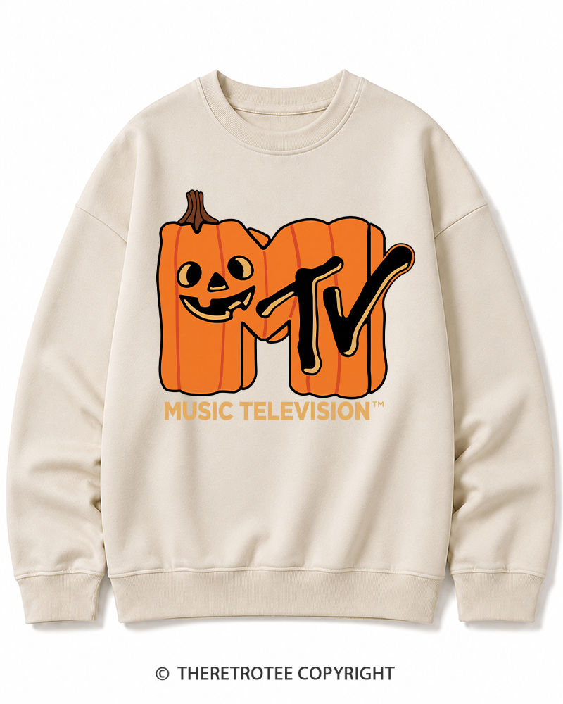 TheRetroTee Halloween Video Radio 1980s Halloween Cotton Sweatshirt
