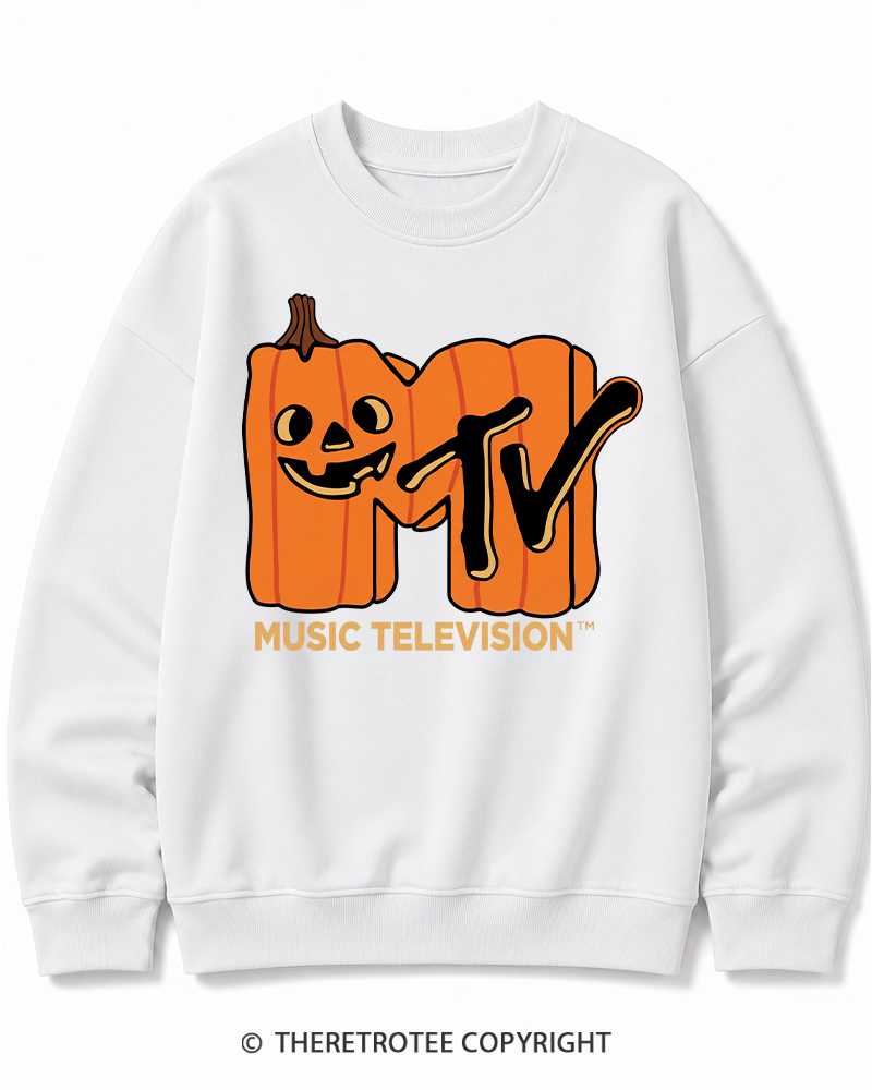 TheRetroTee Halloween Video Radio 1980s Halloween Cotton Sweatshirt