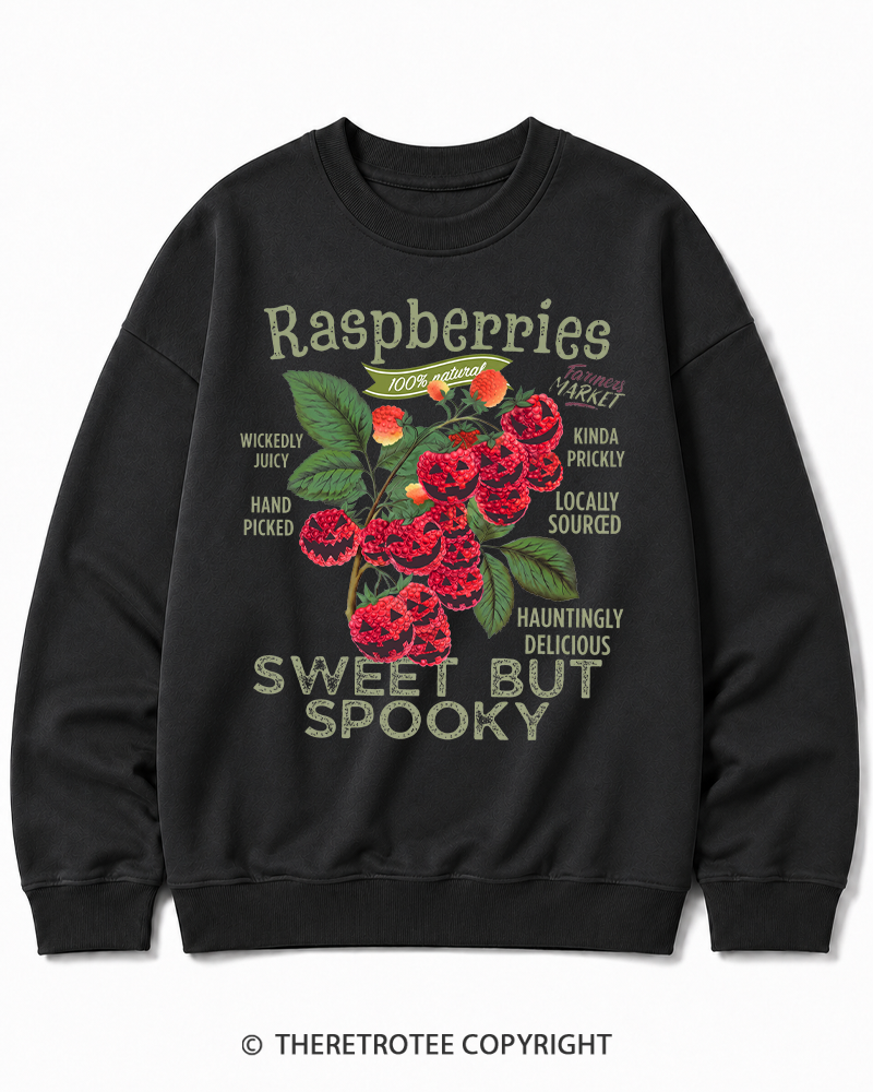 TheRetroTee Haunted Raspberries Halloween 1950s Halloween Cotton Sweatshirt