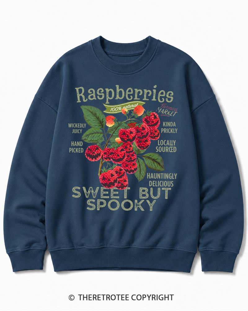 TheRetroTee Haunted Raspberries Halloween 1950s Halloween Cotton Sweatshirt