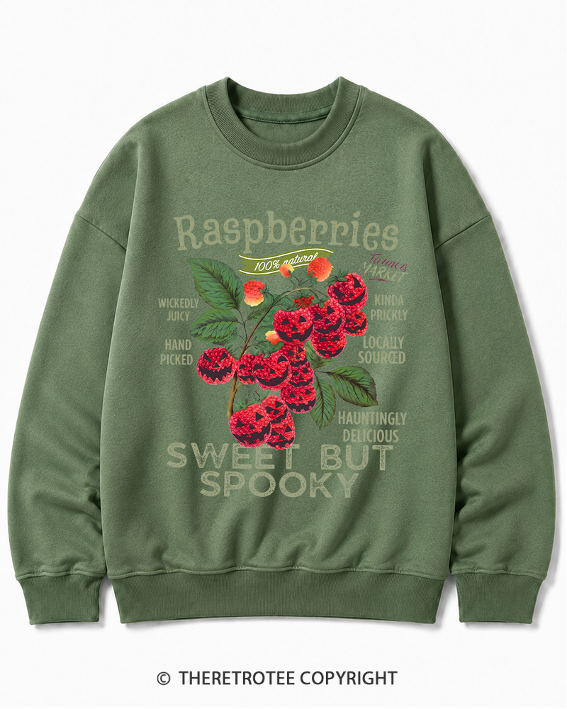 TheRetroTee Haunted Raspberries Halloween 1950s Halloween Cotton Sweatshirt