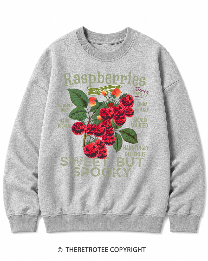 TheRetroTee Haunted Raspberries Halloween 1950s Halloween Cotton Sweatshirt