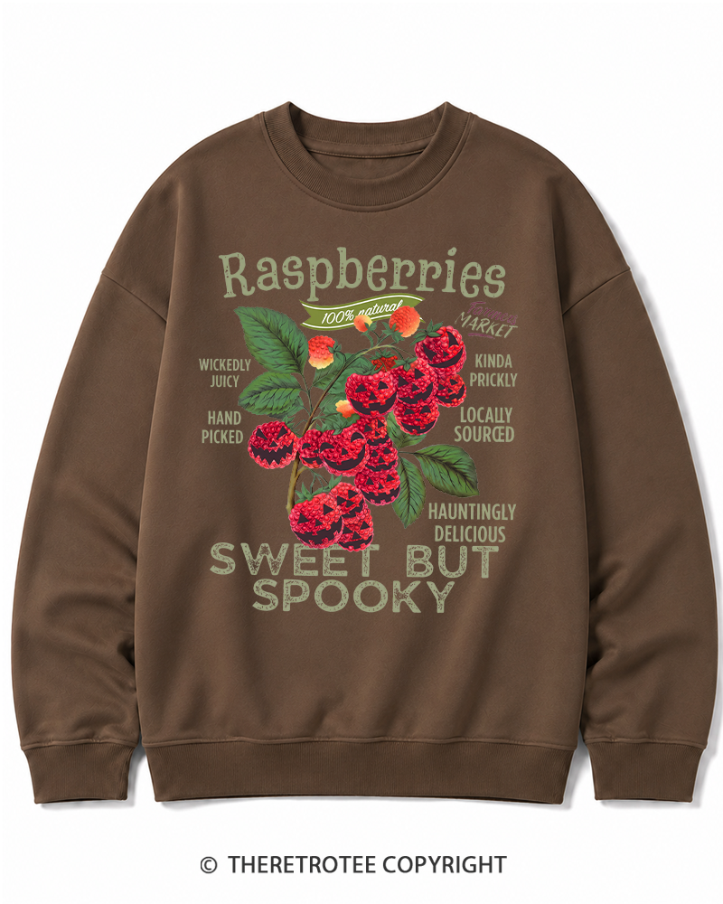 TheRetroTee Haunted Raspberries Halloween 1950s Halloween Cotton Sweatshirt