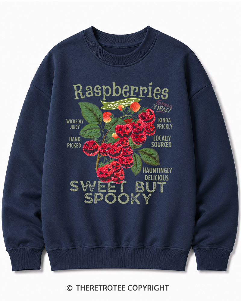 TheRetroTee Haunted Raspberries Halloween 1950s Halloween Cotton Sweatshirt
