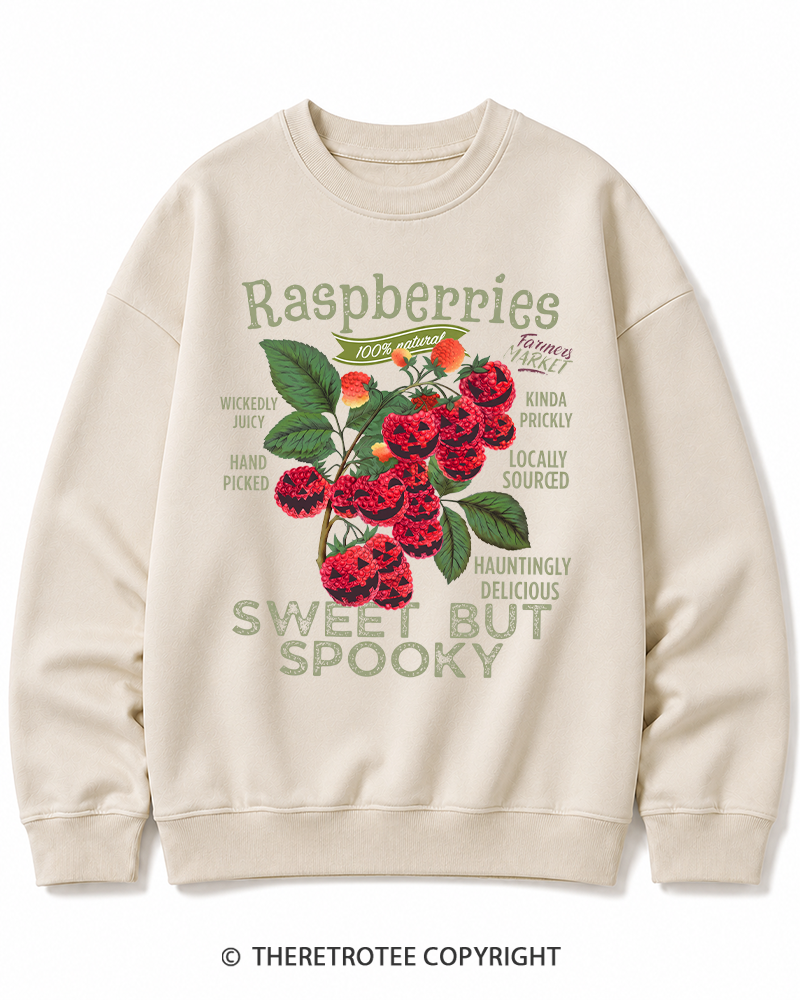 TheRetroTee Haunted Raspberries Halloween 1950s Halloween Cotton Sweatshirt
